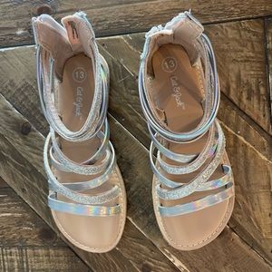 Girls Silver/Glitter Sandals